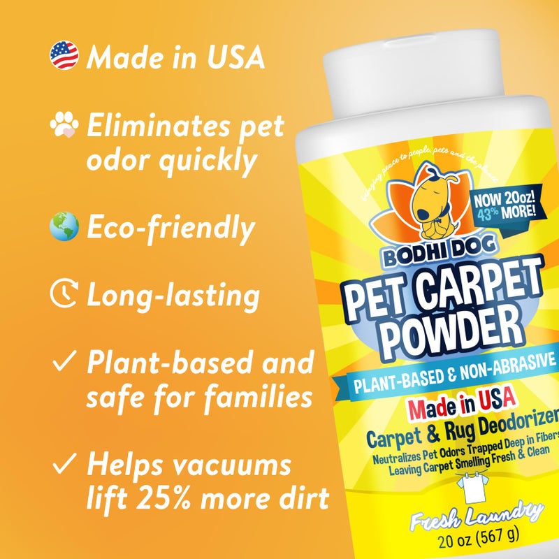 Bodhi Dog Natural Carpet Deodorizer Powder - Dry Pet Smell Eliminator & Urine Odor Remover - Loosens Fur & Dirt - Plant-Based Room Freshener for Vacuuming Home - Fresh Laundry (Pack of 1) - Image 3